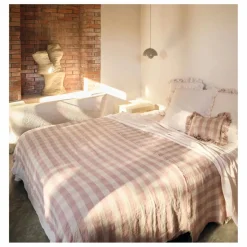 Clearance Plaid en lin lavé Vichy Cottage | Linge De Lit