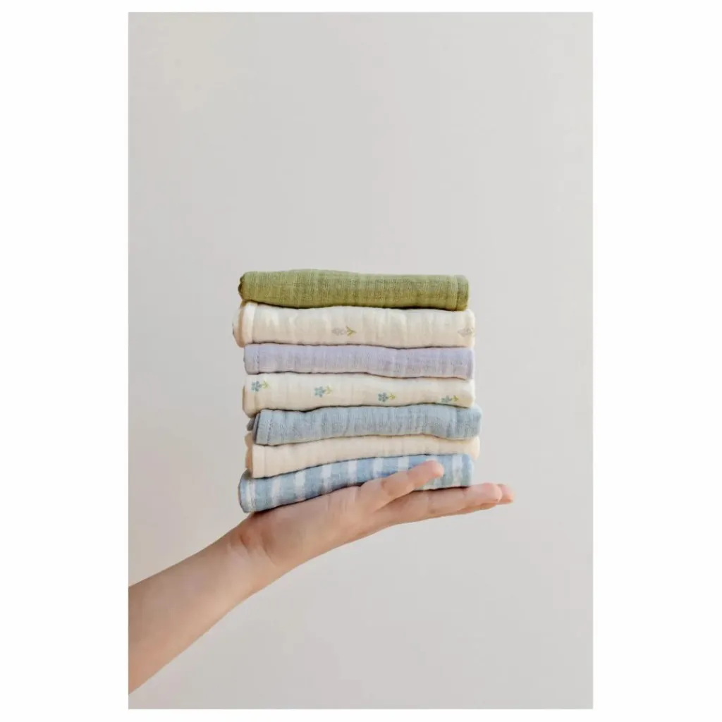 Clearance Serviettes Cottage en coton bio - Set de 7 | Langes|Bavoirs, Langes