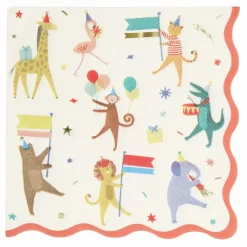 New Serviettes en papier Parade des animaux - Set de 16 Enfant Décoration De Fête