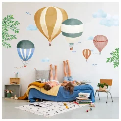 Sale Sticker géant Montgolfière Aquarelle Enfant Décoration Murale|Déco Murale Enfant