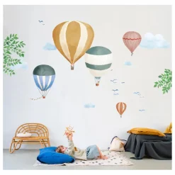 Sale Sticker géant Montgolfière Aquarelle Enfant Décoration Murale|Déco Murale Enfant