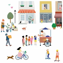 Stickers easy Mon Village Enfant Décoration Murale|Déco Murale Enfant