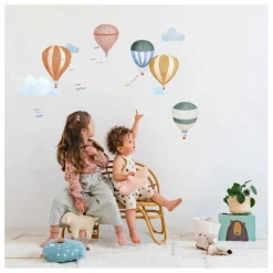Sale Stickers easy Montgolfiere Aquarelle Enfant Déco Murale Enfant
