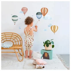 Sale Stickers easy Montgolfiere Aquarelle Enfant Déco Murale Enfant