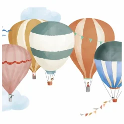 Sale Stickers easy Montgolfiere Aquarelle Enfant Déco Murale Enfant