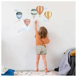 Sale Stickers easy Montgolfiere Aquarelle Enfant Déco Murale Enfant