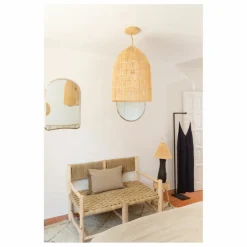 Online Système électrique, rosace en raphia | Luminaires