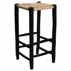 Tabouret de bar en bois peint et palme | Chaises, Tabourets, Bancs