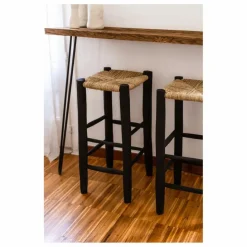 Tabouret de bar en bois peint et palme | Chaises, Tabourets, Bancs
