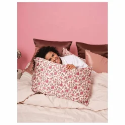 New Taie d'oreiller en soie de mûrier imprimé Fleuri | Femme Linge De Lit|Soins Des Cheveux