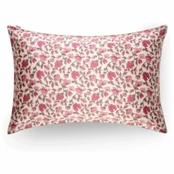 New Taie d'oreiller en soie de mûrier imprimé Fleuri | Femme Linge De Lit|Soins Des Cheveux