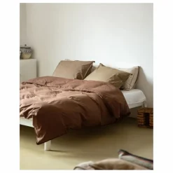 Taie d'oreiller Striped en percale organique - Brown-Ecru | Enfant Linge De Lit Enfant|Linge De Lit